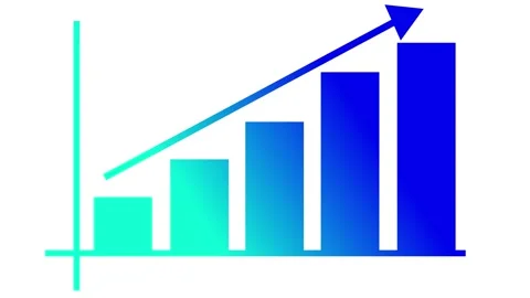 Ascending bar chart with five bars and upward arrow animation Stock Footage 335488269