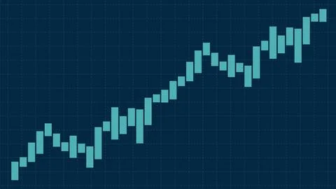 Ascending Bar Chart on Grid Background Illustrazione stock
