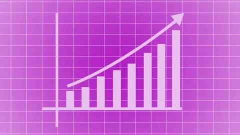 Ascending bar chart with upward-curving arrow graph animation Stock Footage 335488315