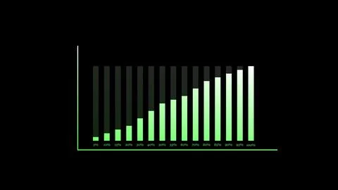 Ascending bar graph animated on dark background depicting growth or progres.. Ilustración de archivo