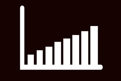 Ascending bar graph with arrow on dark background. Stock Illustration