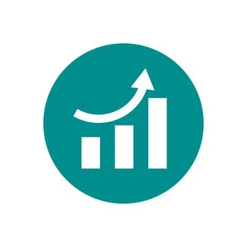 Ascending bar graph sign. Chart. Vector. Illustrazione stock