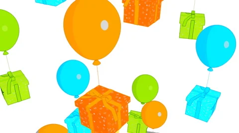 Ascending Boxes with Balloons  Stock Footage 950185
