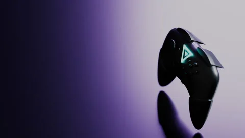 Ascending camera pull away from wireless gaming controller, 4K Stock Footage 344620805