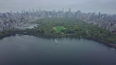 Ascending from Central Park's Lake Stock Footage 74985170