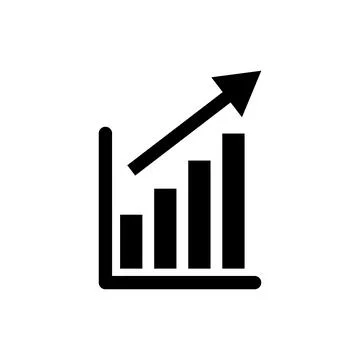 Ascending chart and bar graph icon. Vector. Illustrazione stock