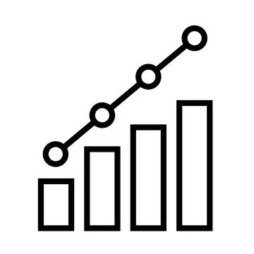 Ascending chart and bar graph icon. Vector. Stock Illustration