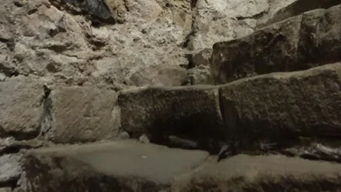 Ascending Circular Stone Staircase POV Stock Footage 341107545