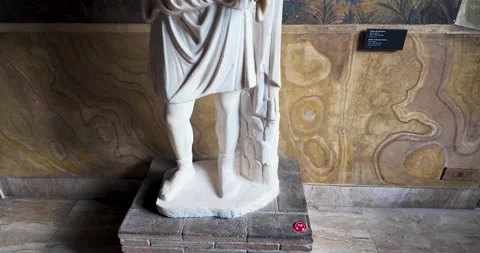 Ascending Close Up of the Hermanubis Marble Statue at the Vatican Museums Stock Footage 342489375