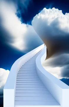 Ascending to the Clouds. 3D Render Stock Illustration