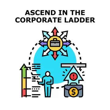 Ascending corporate ladder path strategy business growth Stock Illustration