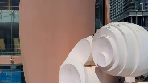 Ascending drone footage in front of the museum memorial for the memories Stock Footage 116530658