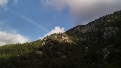 Ascending Drone Shot Toward a Mountain Summit | Cinematic Aerial Landscape Stock Footage 340095838