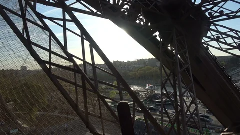 Ascending with the Elevator at Eiffel Tower Stock Footage 103986473
