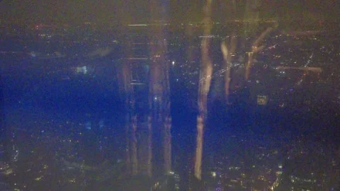 Ascending Elevator View Of City At Night From Cn Tower External Elevantor Video stock 246375265