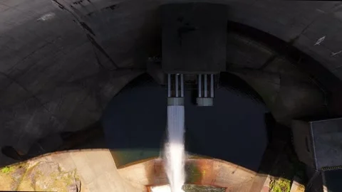 Ascending On The Embalse de Eiras Water Dam Stock Footage 281246266