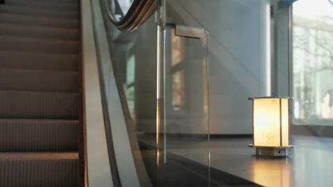 Ascending Escalator with a Light Fixture Stock Footage 281381943