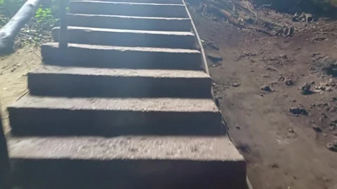 Ascending Exit Stairway Slave Caves Shimoni Kwale Kenya East Africa Stock Footage 283860695