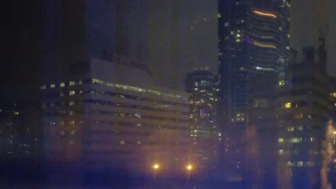 Ascending In External Cn Tower Elevator At Night Seeing Skyscrapers Stock Footage 246375294