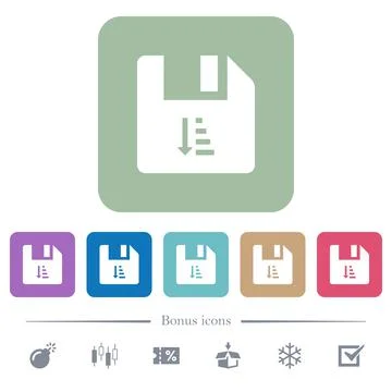 Ascending file sort flat icons on color rounded square backgrounds 库存插图