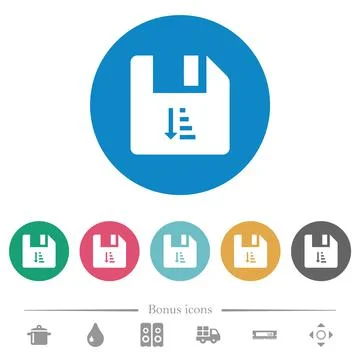 Ascending file sort flat round icons Stockillustratie