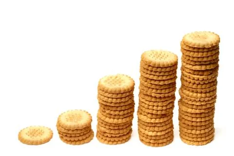 Ascending graph made out of stacks of cookies Stock Photos