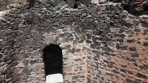 Ascending Inside Ancient Stone Tower Along Historic Fortress Walls Stock Footage 339628791