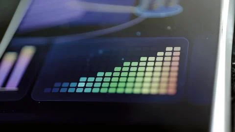 Ascending multicolor blocks on analytics panel Stock Photos