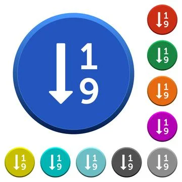 Ascending numbered list beveled buttons Stock Illustration