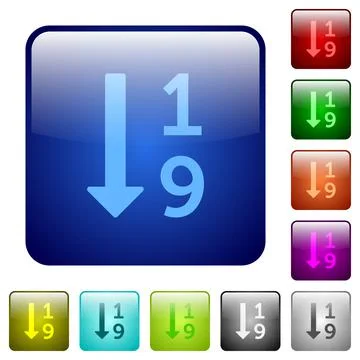Ascending numbered list color square buttons Stock Illustration