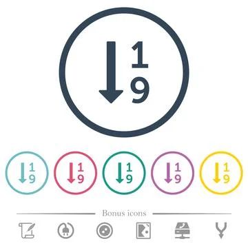 Ascending numbered list flat color icons in round outlines Stockillustratie