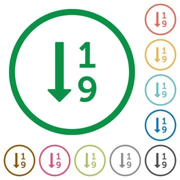 Ascending numbered list outlined flat icons Stock Illustration