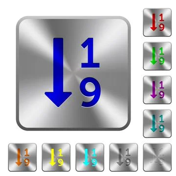 Ascending numbered list rounded square steel buttons Stockillustratie