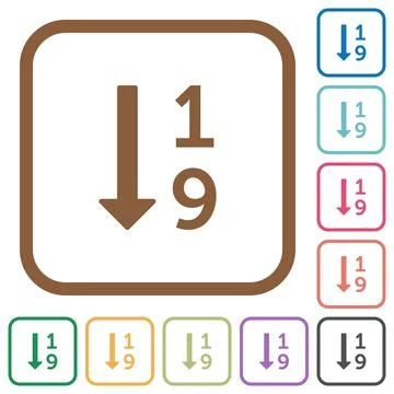 Ascending numbered list simple icons Stock Illustration
