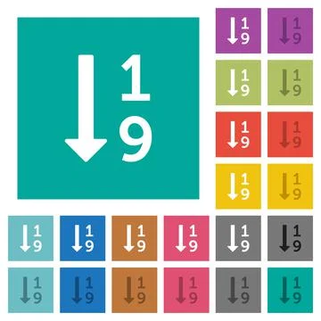 Ascending numbered list square flat multi colored icons Stock Illustration