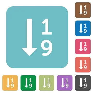 Ascending numbered list square flat icons Illustrazione stock