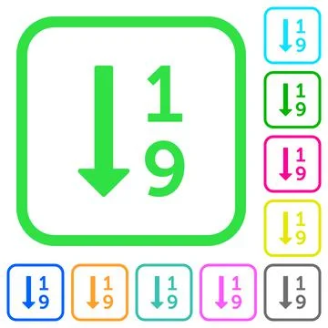 Ascending numbered list vivid colored flat icons Stock Illustration