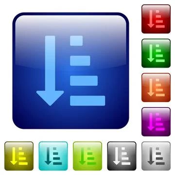 Ascending ordered list mode color square buttons Illustrazione stock