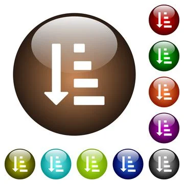 Ascending ordered list mode color glass buttons Illustrazione stock
