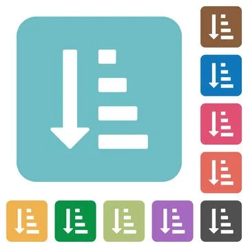 Ascending ordered list mode flat icons Stock Illustration
