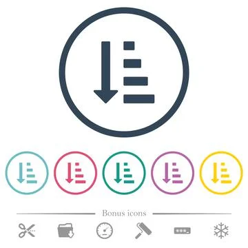 Ascending ordered list mode flat color icons in round outlines Stock Illustration