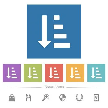 Ascending ordered list mode flat white icons in square backgrounds イラスト素材