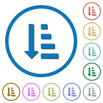 Ascending ordered list mode icons with shadows and outlines Illustrazione stock