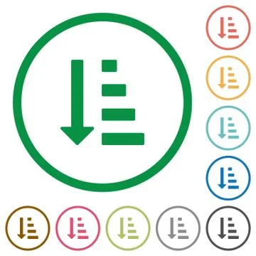 Ascending ordered list mode outlined flat icons Stock Illustration