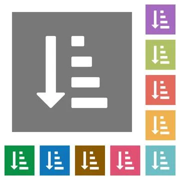 Ascending ordered list mode square flat icons イラスト素材