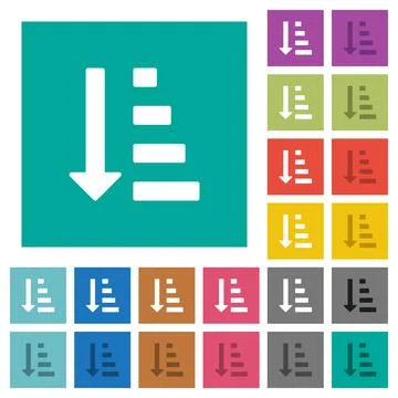 Ascending ordered list mode square flat multi colored icons Illustrazione stock