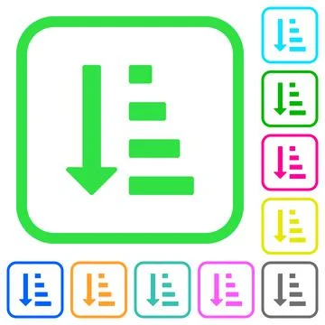 Ascending ordered list mode vivid colored flat icons Illustrazione stock