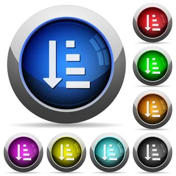 Ascending ordered list round glossy buttons Stock Illustration