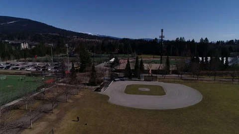 Ascending Over Baseball Diamond And Sports Fields On Sunny Summer Day Stock Footage 104782801