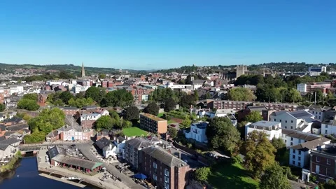 Ascending over Exeter Quay Stock Footage 317755447